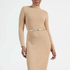 Ted Baker Womens Conniey Knit Midi Dress in Camel Size 5 (XL)